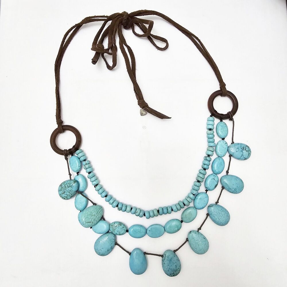 Stella & Dot Cortez Turquoise And Suede Necklace $98